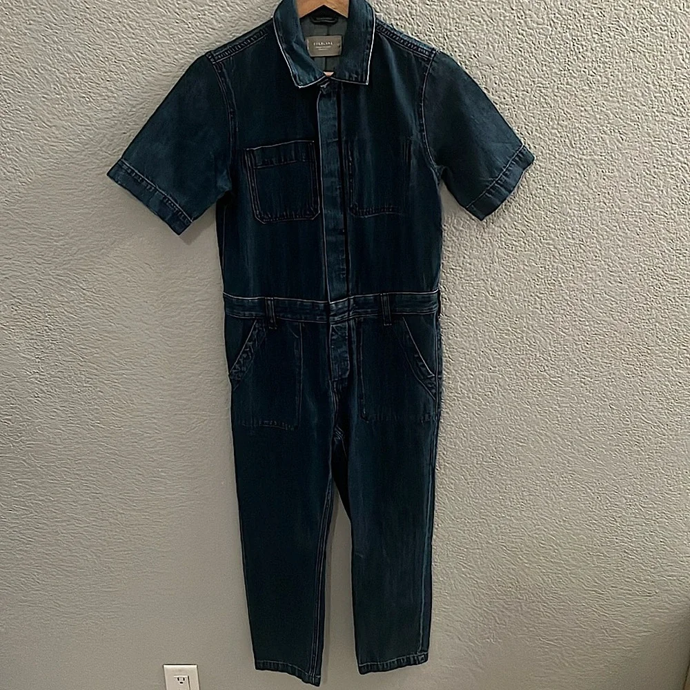 Everlane The Short Sleeve Denim Cover All Jumpsuit Size 0